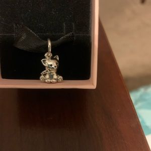 BNIB - Cute Pandora Cat Dangle charm. Has an attached little fish on its collar.